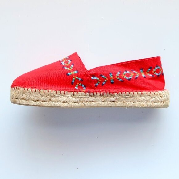 Cousu Main Handmade Red Organic Cotton Canvas Espadrilles Flats Summer Shoes - Picture 9 of 16
